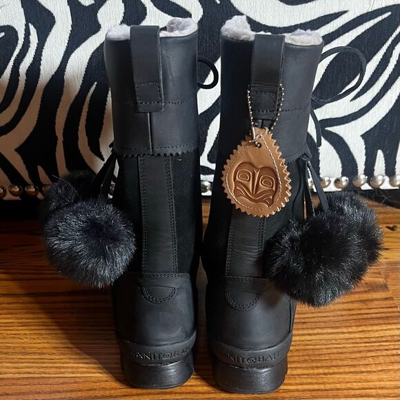 Manitoba Mukluks Woman Black Pacific Winter Boots Shearling  Lined Sz 7 NWOB - Picture 2 of 9